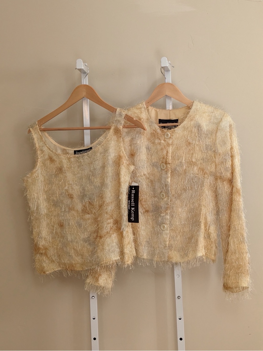 NWT 1990’s Russell Kemp Fuzzy Eyelash Jacket + Tank Set Size 6 Y2K Coquette